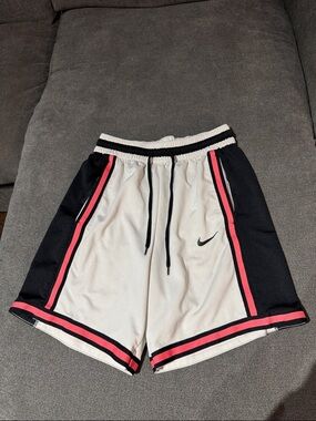 Nike Women’s White Athletic Shorts with Black & Pink Trim- small
